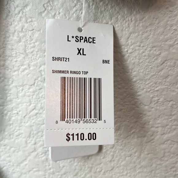 L*SPACE Ringo Shimmer Bikini Top In Bone Size XL - Picture 7 of 10